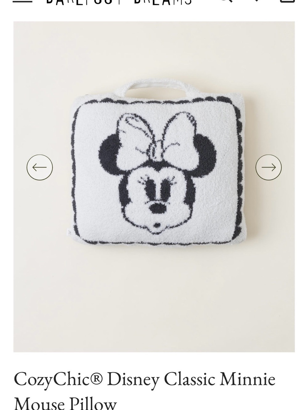 Barefoot Dreams Minnie Mouse Plush Pillow Bag - White & Black